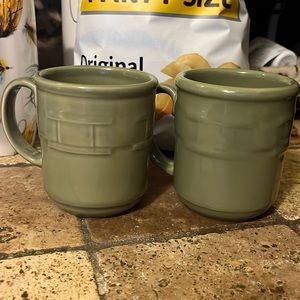 Longaberger green mugs - 2 EUC